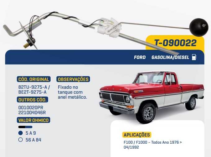 BOIA DO TANQUE F100 / F1000 – TODOS ANO 1976 > 04/1992 - FIXADO NO TANQUE COM ANEL METÁLICO