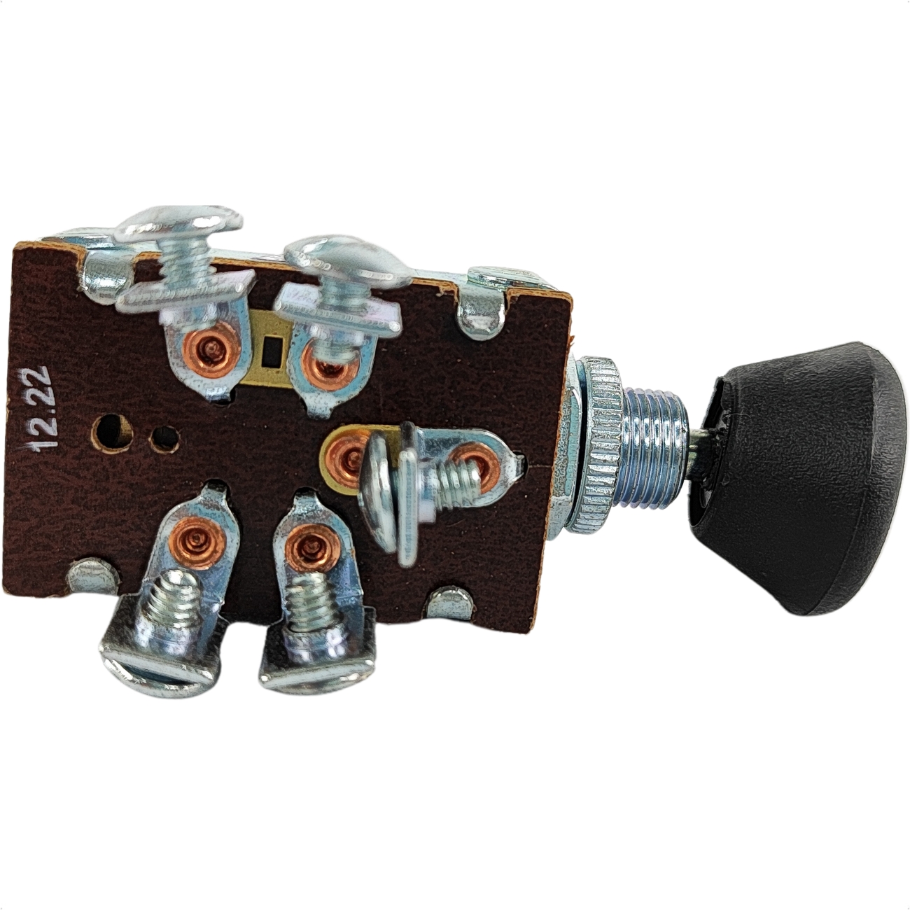 BOTAO DE LUZ 3 POSICOES NEUTRO / PAINEL / LANTERNA / FAROIS COM 5 TERMINAIS COM PARAFUSOS PALICAO USO GERAL CLARK / AGRALE / TOYOTA / SCANIA